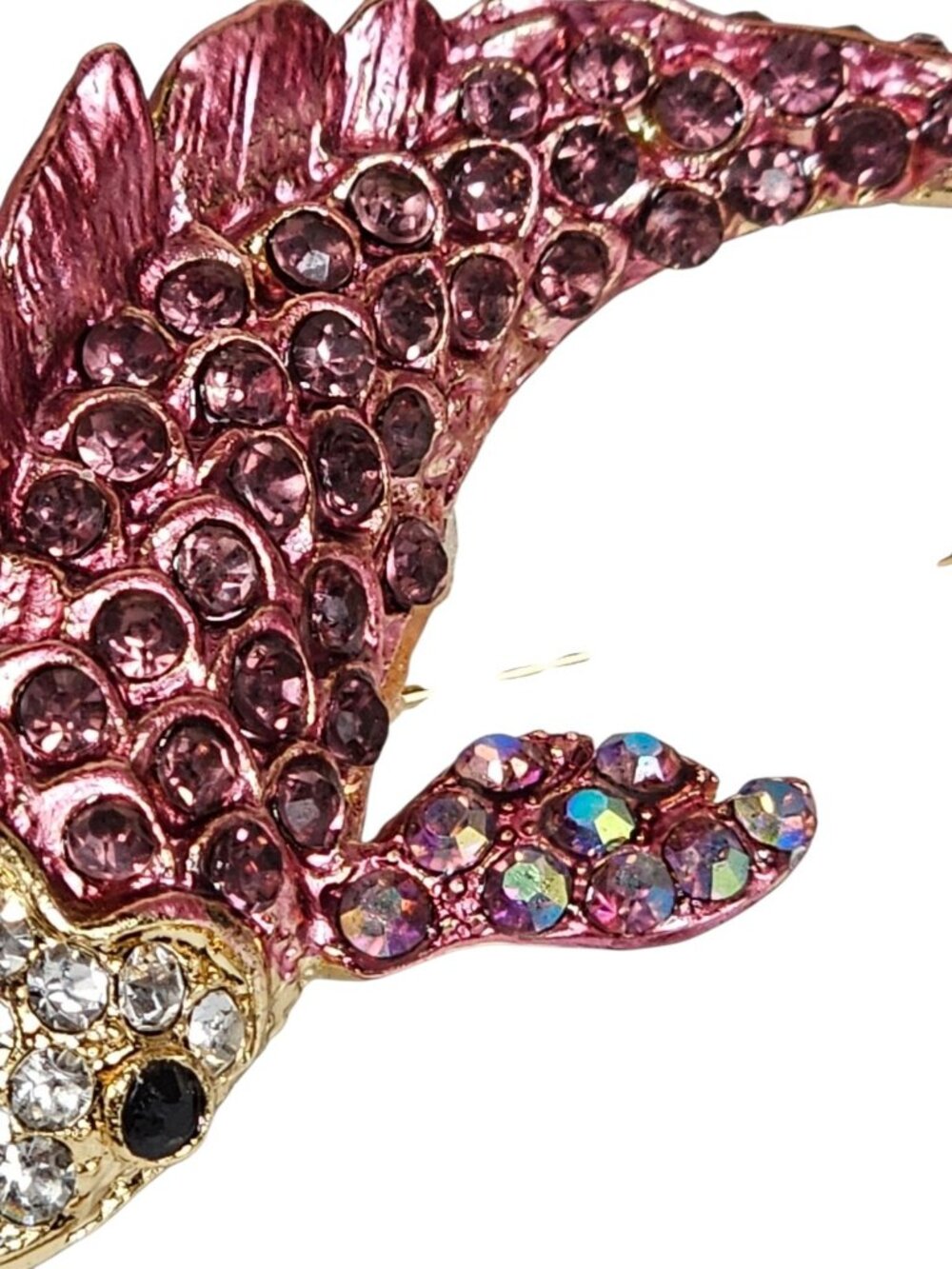Vintage Pink Bling Cute KOI Fish Multi Color Crystal Women's Brooch Pin Party - Picture 10 of 10